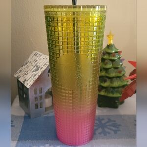 Starbucks 2022 Lemon Yellow Pink Gradient Ombre Tumbler